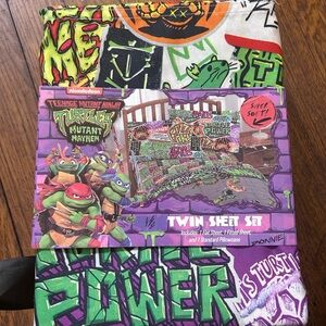 Nickelodeon TMNT Purple and Green Twin Sheet Set NEW